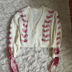 Women's Cream and Pink Sweater